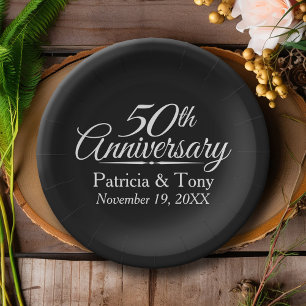 50th Golden Wedding Anniversary Personalised Paper Plate