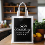 50th Golden Wedding Anniversary Personalised Reusable Grocery Bag<br><div class="desc">This design features the colour black. If you need a different year,  just send me a message! Perfect gift for parents or grandparents. A keepsake that you can customise.</div>
