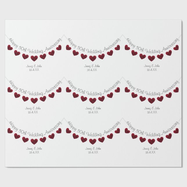 50th Golden Wedding Anniversary personalized paper (Flat)