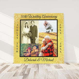 50th Golden Wedding Anniversary Personalized Photo Canvas Print