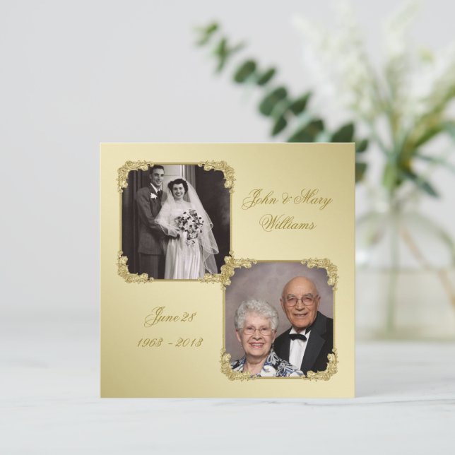 50th Golden Wedding Anniversary Photo Invite (Standing Front)