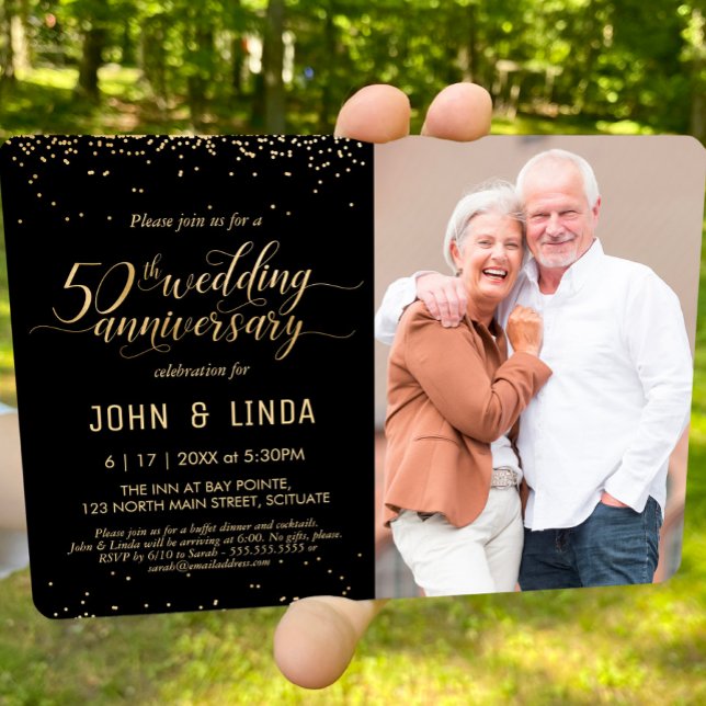 50th Golden Wedding Anniversary Photo Party Invite (Creator Uploaded)