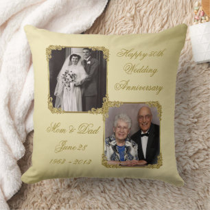 50th Golden Wedding Anniversary Photo Throw Pillow