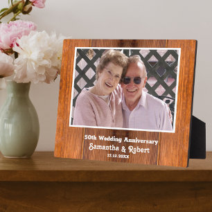 50th Golden Wedding Anniversary Photo Wood Plaque