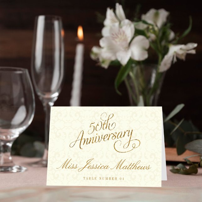 50th Golden Wedding Anniversary Place Cards (Creator Uploaded)