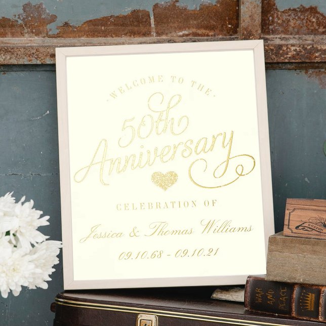 50th Golden Wedding Anniversary Real Foil Prints (Creator Uploaded)