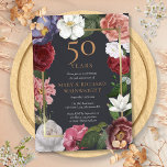 50th Golden Wedding Anniversary Rose Garden Invitation<br><div class="desc">Featuring decorative country roses tumbling over a faux gold foil frame enclosing your personalised golden wedding anniversary details with the happy couple's names set in classic gold text. Designed by Thisisnotme©</div>