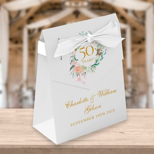 50th Golden Wedding Anniversary Roses Floral Favour Box (Creator Uploaded)