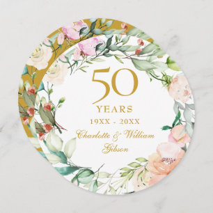 50th Golden Wedding Anniversary Roses Garland Invitation