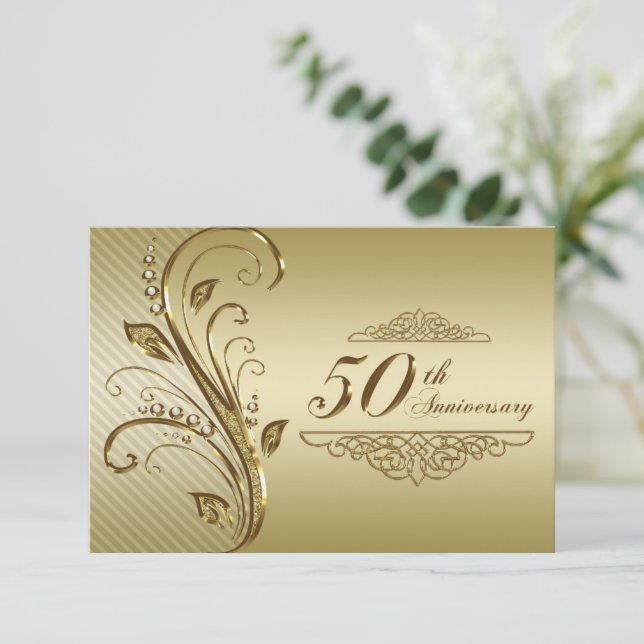 50th Golden Wedding Anniversary RSVP Card (Standing Front)