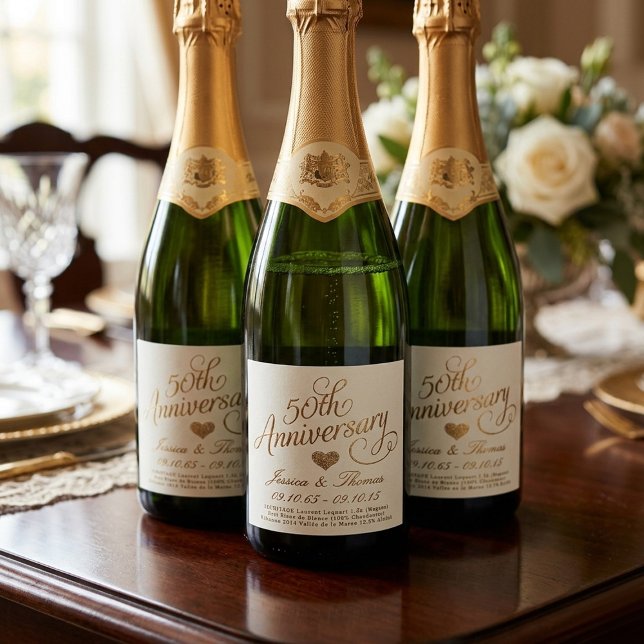 50th Golden Wedding Anniversary Sparkling Wine Label (Creator Uploaded)