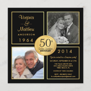 50th Golden Wedding Anniversary Surprise Party Invitation