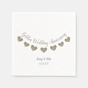 50th Golden Wedding Anniversary white bunting Napkin