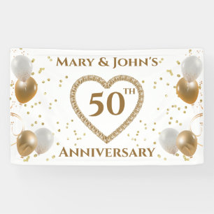 50th Golden Wedding Anniversary, With Names, Banner