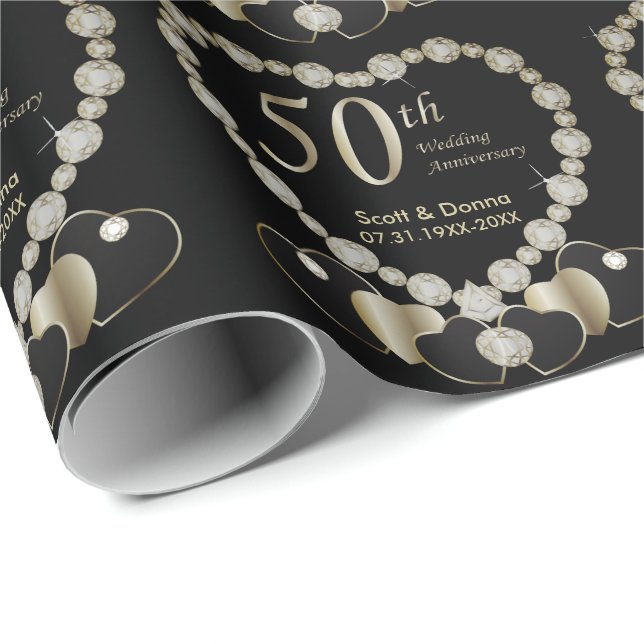 50th Golden Wedding Anniversary Wrapping Paper (Roll Corner)