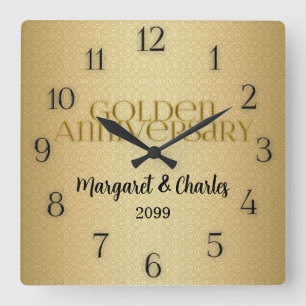 50th Golden Wedding Annivsersary Name Square Wall Clock