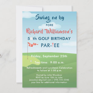 50TH GOLF BIRTHDAY PARTY WITH TEE TIME INVITATION