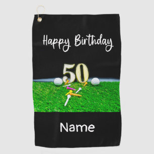 50th Golf birthday to golfer with balls and tees  Towel