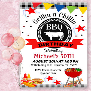 50th Grillin And Chillin Birthday Invitation