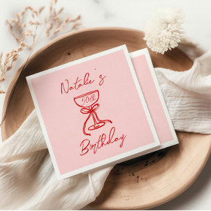 50th Hand Drawn Champagne Glass Fun Birthday Party Napkin