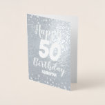 50th Happy Birthday Custom Foil Card<br><div class="desc">Easy to adjust 50th birthday celebration greeting cards. Lovely design with real foil! Just adjust the name and age information. If you want to change the card further,  just use the customise further options.</div>