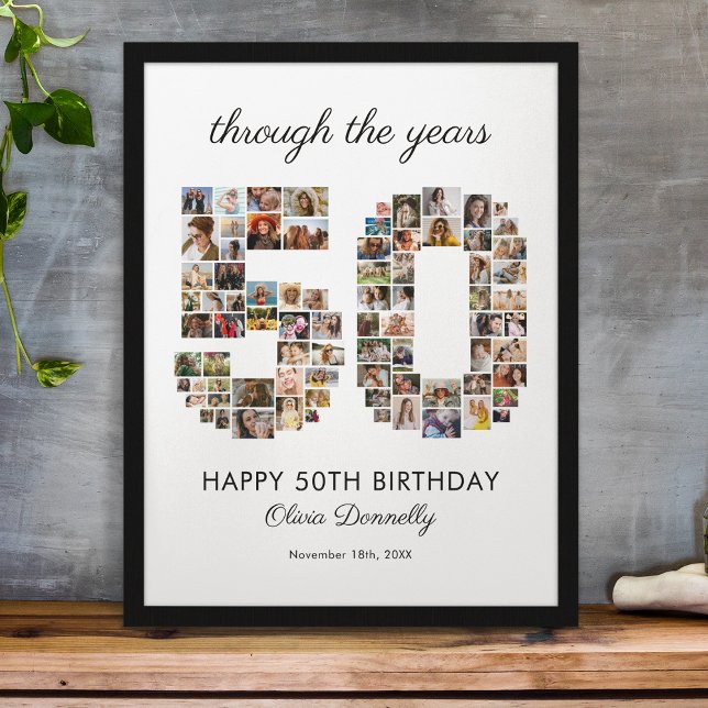 50th Happy Birthday Photo Collage Poster (Creator Uploaded)