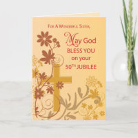 50th Jubilee Anniversary Nun Cross, Swirls, Flower