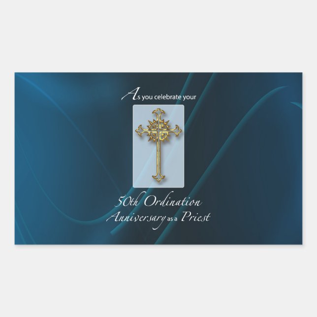 50th Jubilee Ordination Anniversary of Priest Rectangular Sticker (Front)
