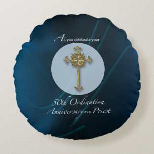50th Jubilee Ordination Anniversary of Priest Round Cushion