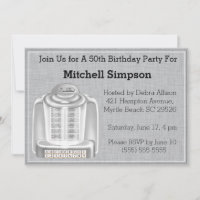 50th Jukebox Birthday Invitations