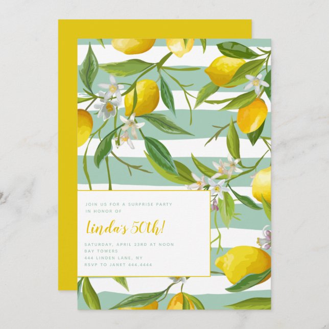 50th Limoncello Birthday Party Invitations (Front/Back)