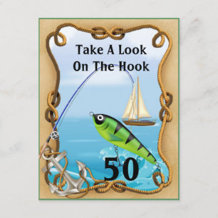 50th Mens Fishing Invitations TEMPLATE