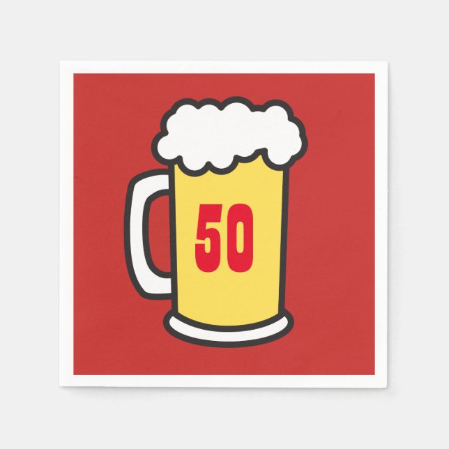 50th Milestone Birthday Party Beer Napkins (Front)