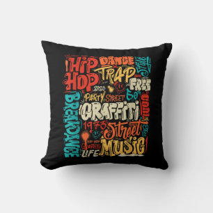 50th Music And Hip hop Graffiti Cassette Vintage R Cushion