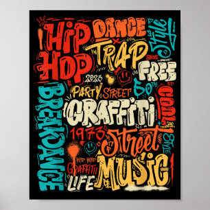 50th Music And Hip hop Graffiti Cassette Vintage R Poster