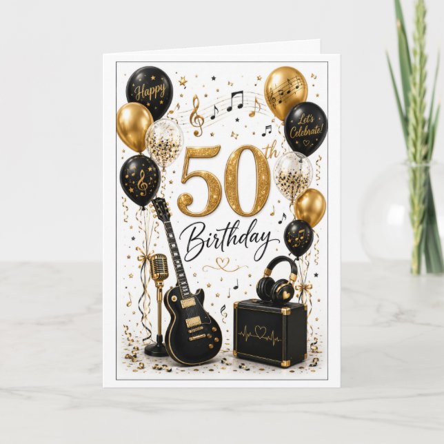 50th Music Birthday Card (Front)