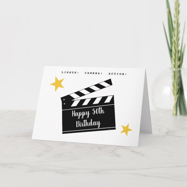 50th or Any Age Fun Movie Theme Birthday Greeting Card (Front)