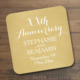 50th or Other Wedding Anniversary Personalised Square Paper Coaster