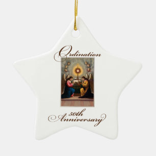 50th Ordination Anniversary Angels at Altar Ceramic Tree Decoration