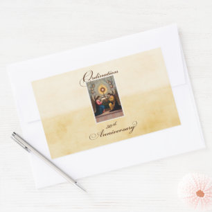 50th Ordination Anniversary Angels at Altar Rectangular Sticker