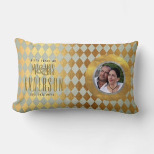 50th PHOTO Wedding Anniversary Golden Jubilee Lumbar Cushion