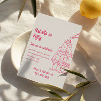 50th Pink Drawn Champagne Tower Fifty Birthday