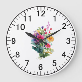 50th pink Wedding Anniversary Roses Greenery  Large Clock