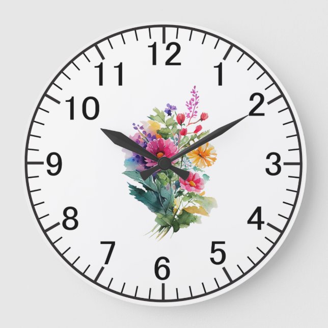 50th pink Wedding Anniversary Roses Greenery  Large Clock (Front)