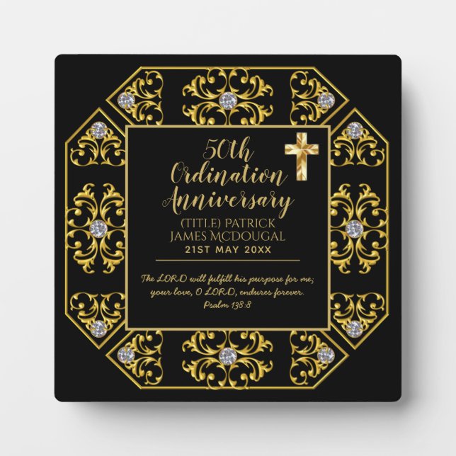 50th PRIEST Ordination Anniversary Personalised Plaque (Front)