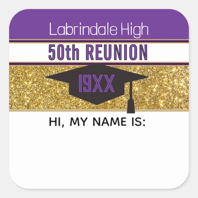 50th Reunion! Customised Name tag Sticker (Front)
