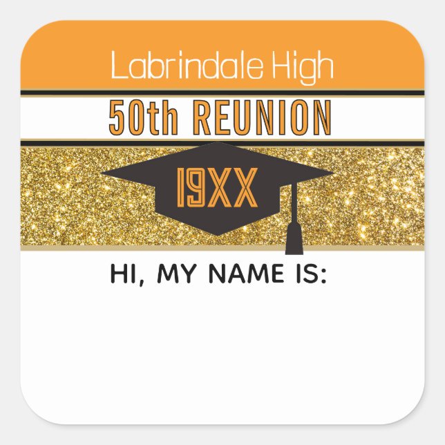 50th Reunion! Customized Name tag Sticker (Front)