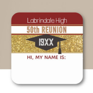50th Reunion! Customized Name tag Sticker