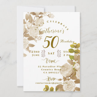 50th Rose Garden Birthday Invitation