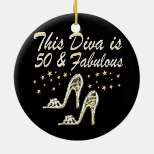 50TH SILVER SPARKLE SHOE QUEEN CERAMIC TREE DECORATION